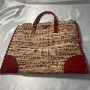 E10- Authentic Prada Tessuto Tweed Hand Bag